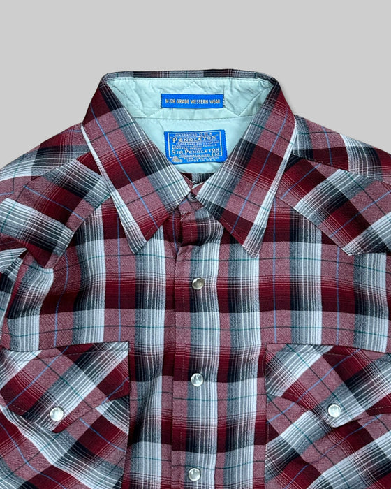 Red and Grey Checkered Pendleton Shirt (L)