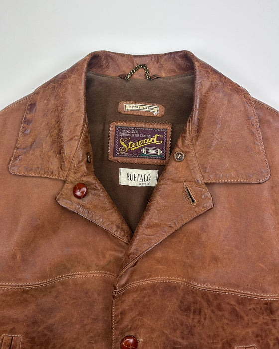 Stewart Light Brown Buffalo Leather Jacket (XL)