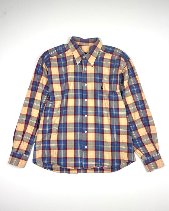 Polo Ralph Lauren Beige and Blue Checkered Shirt (L)
