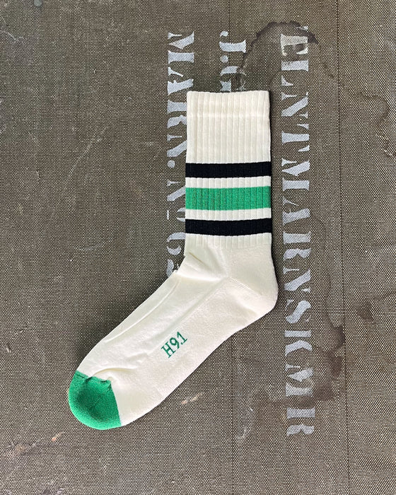 Heritage 9.1 Rucker White Black Green Socks