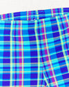 Turquoise and Purple Checkered Swimming Shorts (W34)