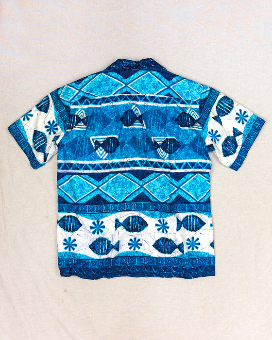 Waltah Clarke's Blue Fishes Hawaii Shirt (M)