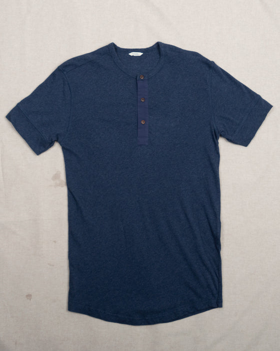 1927 Henley Shirt Short Sleeve Indigo Melange