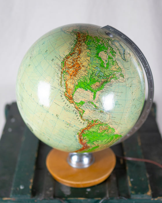 German Geographical Globe with Lamp