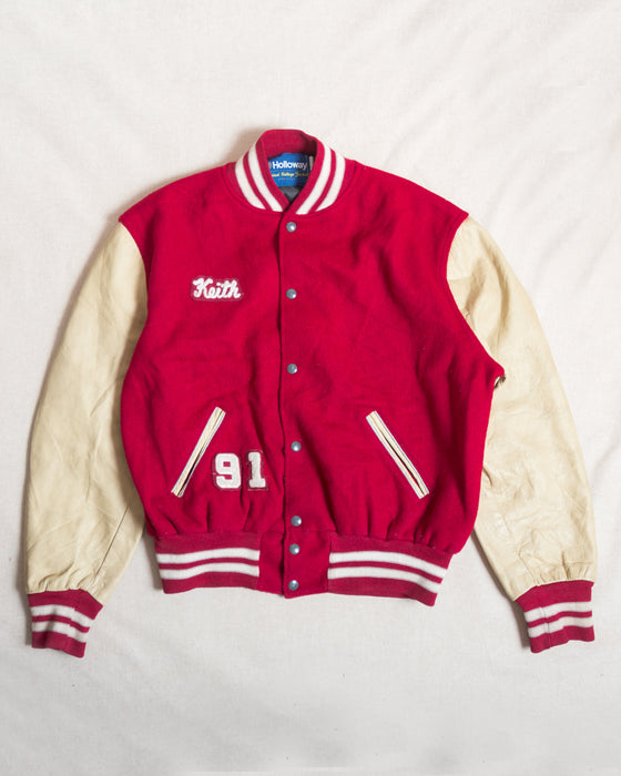 Keith Red and White Varsity Jacket (L)