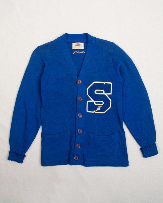 Letterman 'S' Blue Cardigan (S)