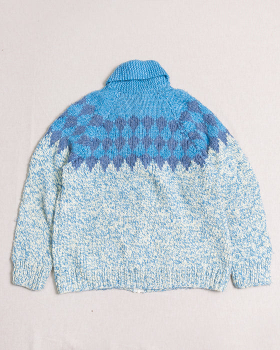 Light Blue Pattern Knitted Cardigan (M)