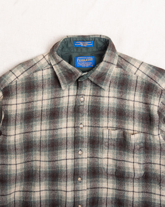 Pendleton Flannel Shirt Checkered Raisin Beige (L)