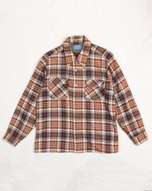  Pendleton Flannel Shirt Brown and Blue Check (M)